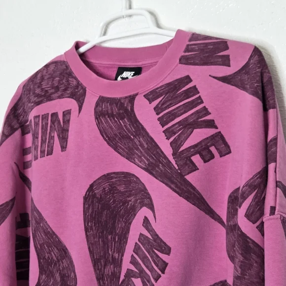 Nike Women's Pink Graphic Crew Neck Sweater - Picture 5 of 14